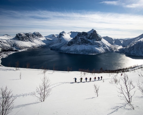 Senja ist zum Skitourengehen gemacht - einmalige Ausblicke auf die Fjordwelt